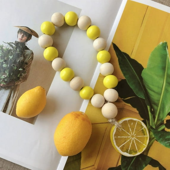 1/2Pcs Wood Beads Lemon Tassels Garland Wall Hanging Ornaments Boho Farmhouse Rustic Country Party Home Decor