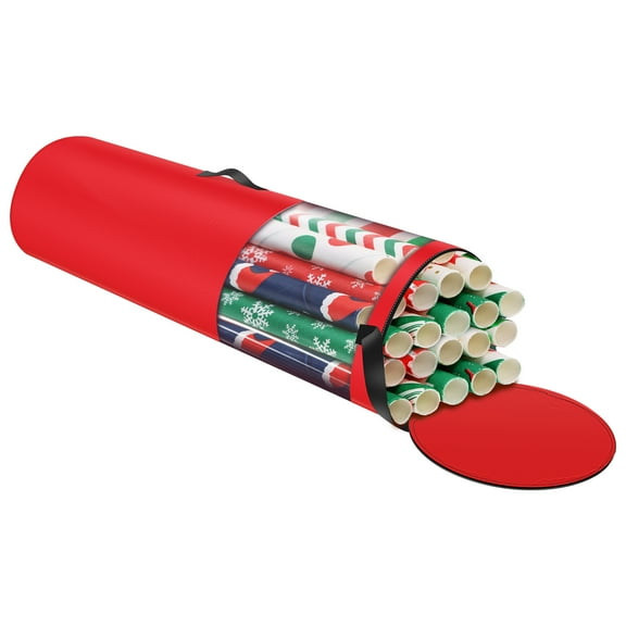 1/2Pcs Wrapping Paper Storage Bag with Handle Zipper 40 Inch Oxford Cloth Wrapping Paper Holder with Clear PVC Window Store Up To 24 Rolls for Gift Wrap Ribbons