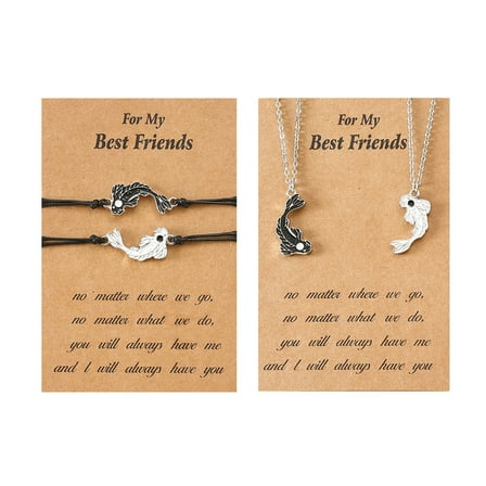 1/2Pieces Personality for Chi Fish Necklace Set Hand Rope Friendship Wristband Family Jewelry Deco