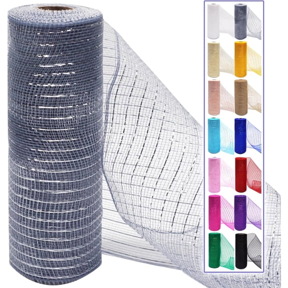 1 /2Rolls Deco Mesh Ribbon Rolls 10 Inch 10 Yards(30 ft) Decorative Mesh Fabric with Foil for Wreaths Christmas Tree Ribbon Door DIY Craft Halloween Decor Wedding Party Supplies