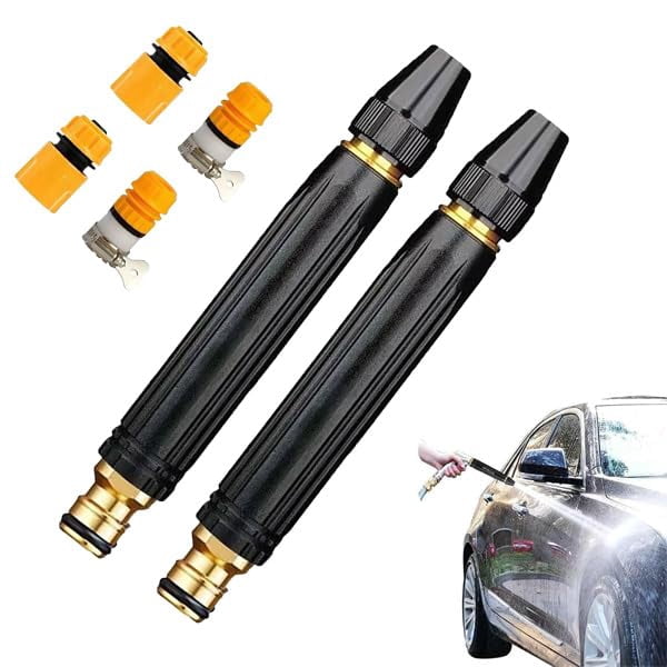 1/2Set High Pressure Hose Nozzle with Connector Set,Sturdy Adjustable Garden Hose Sprayer for Car Washing & Outdoor Cleaning
