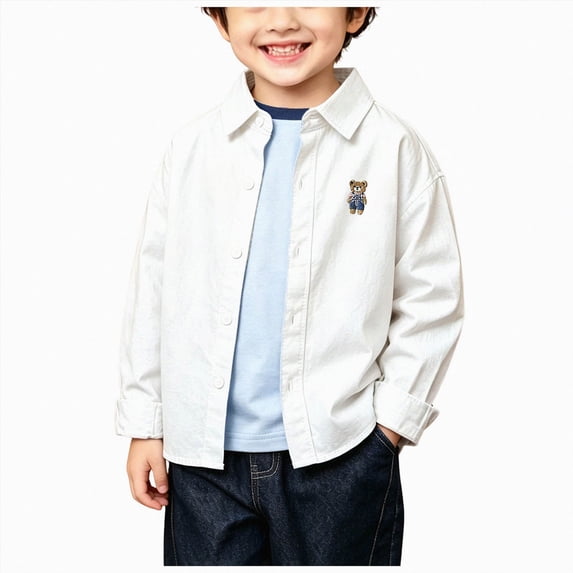 1-2T Toddler Kids Boys Solid Dress Shirt 2T 3T 4T 5T 6T 7T 8T 9T 10T Kids Casual Long Sleeve Button Up Formal Shirt Lightweight Dressy Tops