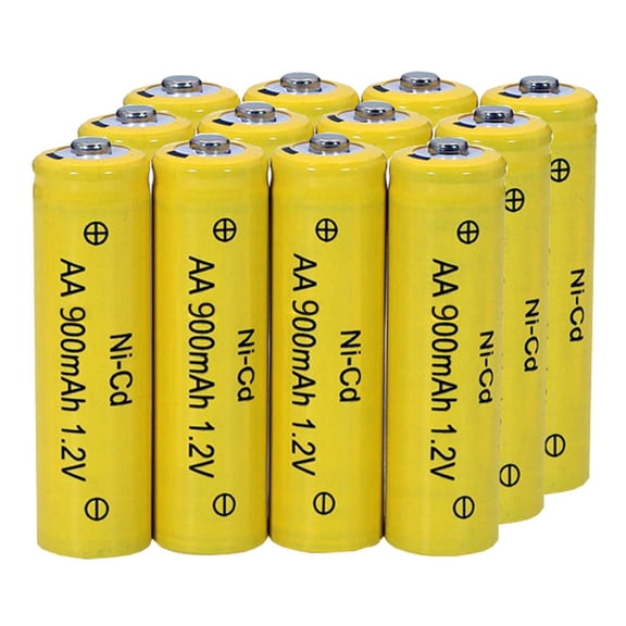 1.2V AA 900mAh NiCd Rechargeable Batteries 12 Pack