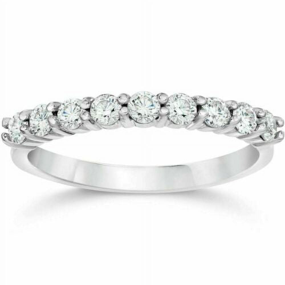 VIRAJ GEMS 1/2ct Diamond Ring Half Eternity Wedding Band 14K White Gold