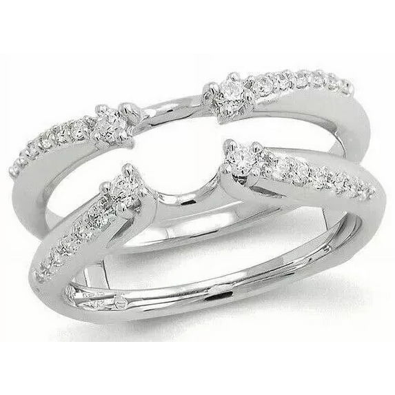 1.2ct Lab Created Diamond Wedding Enhancer Wrap Guard Ring 14k White Gold Plated