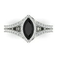 thumbnail image 1 of Clara Pucci 14K White Gold 1.2ct Onyx Halo Ring for Women, 1 of 7