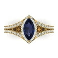 thumbnail image 1 of Clara Pucci 14K Yellow Gold 1.2ct BlueSapphire Halo Ring for Women, 1 of 7