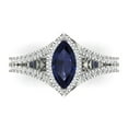 thumbnail image 1 of 1.2ct Marquise Cut Blue Sapphire 18k White Gold Engraving Statement Bridal Wedding Halo Designer Ring Size 8.5, 1 of 5