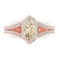 thumbnail image 1 of 1.2ct Marquise Cut Brown Natural Morganite 18k Pink Rose Gold Engraving Statement Bridal Wedding Halo Designer Ring Size 5, 1 of 5