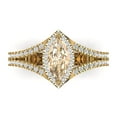 thumbnail image 1 of 1.2ct Marquise Cut Brown Natural Morganite 18k Yellow Gold Engraving Statement Bridal Wedding Halo Designer Ring Size 7.5, 1 of 5