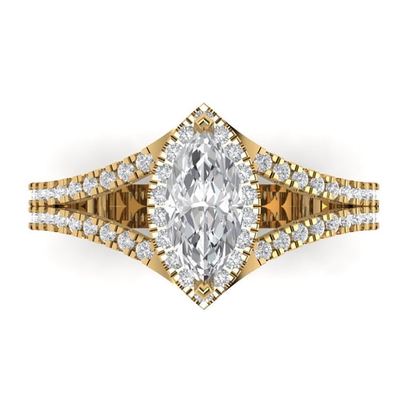 Clara Pucci 14K Yellow Gold 1.2ct Moissanite Halo Ring for Women