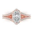 thumbnail image 1 of 1.2ct Marquise Cut Clear Moissanite 18k Pink Rose Gold Engraving Statement Bridal Wedding Halo Designer Ring Size 8, 1 of 5