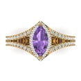 thumbnail image 1 of Clara Pucci 14K Yellow Gold 1.2ct Alexandrite Halo Ring for Women, 1 of 7