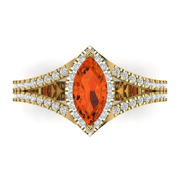 1.2ct Marquise Cut Red Crystal 18k Yellow Gold Engraving Statement Bridal Wedding Halo Designer Ring Size 10.5