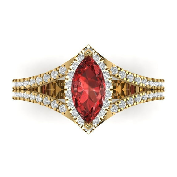 Clara Pucci 14K Yellow Gold 1.2ct Garnet Halo Ring for Women