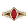 thumbnail image 1 of 1.2ct Marquise Cut Red Ruby 18k Yellow Gold Engraving Statement Bridal Wedding Halo Designer Ring Size 9.5, 1 of 5