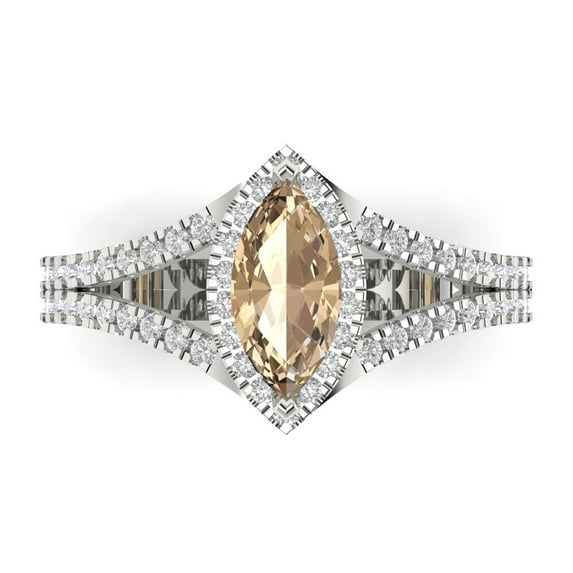 Clara Pucci 14K White Gold 1.2ct YellowMoissanite Halo Ring for Women