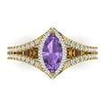 thumbnail image 1 of Halo Engagement Ring for Women - 1.2ct Simulated Alexandrite in 14K Yellow Gold Promise Ring, 1 of 6