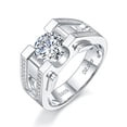 thumbnail image 1 of 1-2ct Mens Moissanite Wedding Bands D Color VVS1 Clarity Diamond Rings 18K Plated S925 Sterling Silver Moissanite Rings for Men with Certificate, 1 of 8