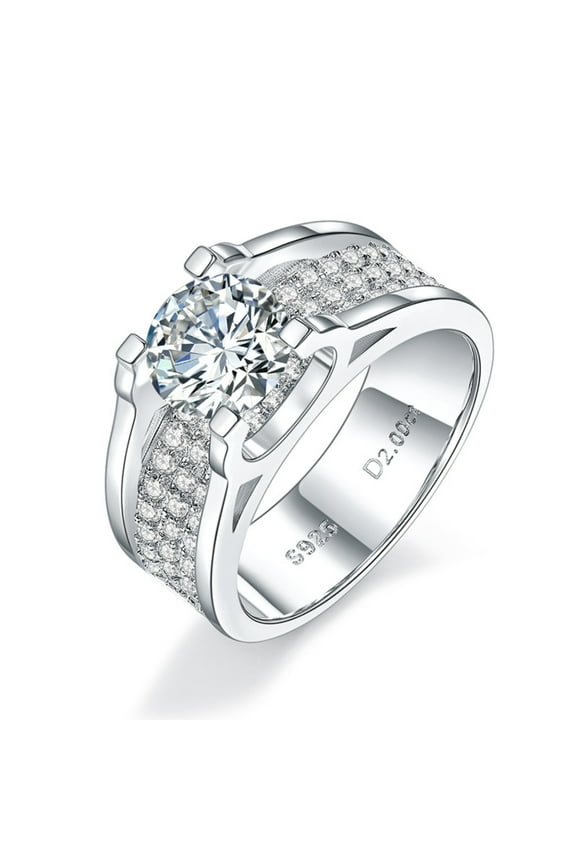 1-2ct Moissanite Rings for Men D Color VVS1 Clarity Mens Diamond Rings S925 Sterling Silver Moissanite Wedding Bands with Certificate