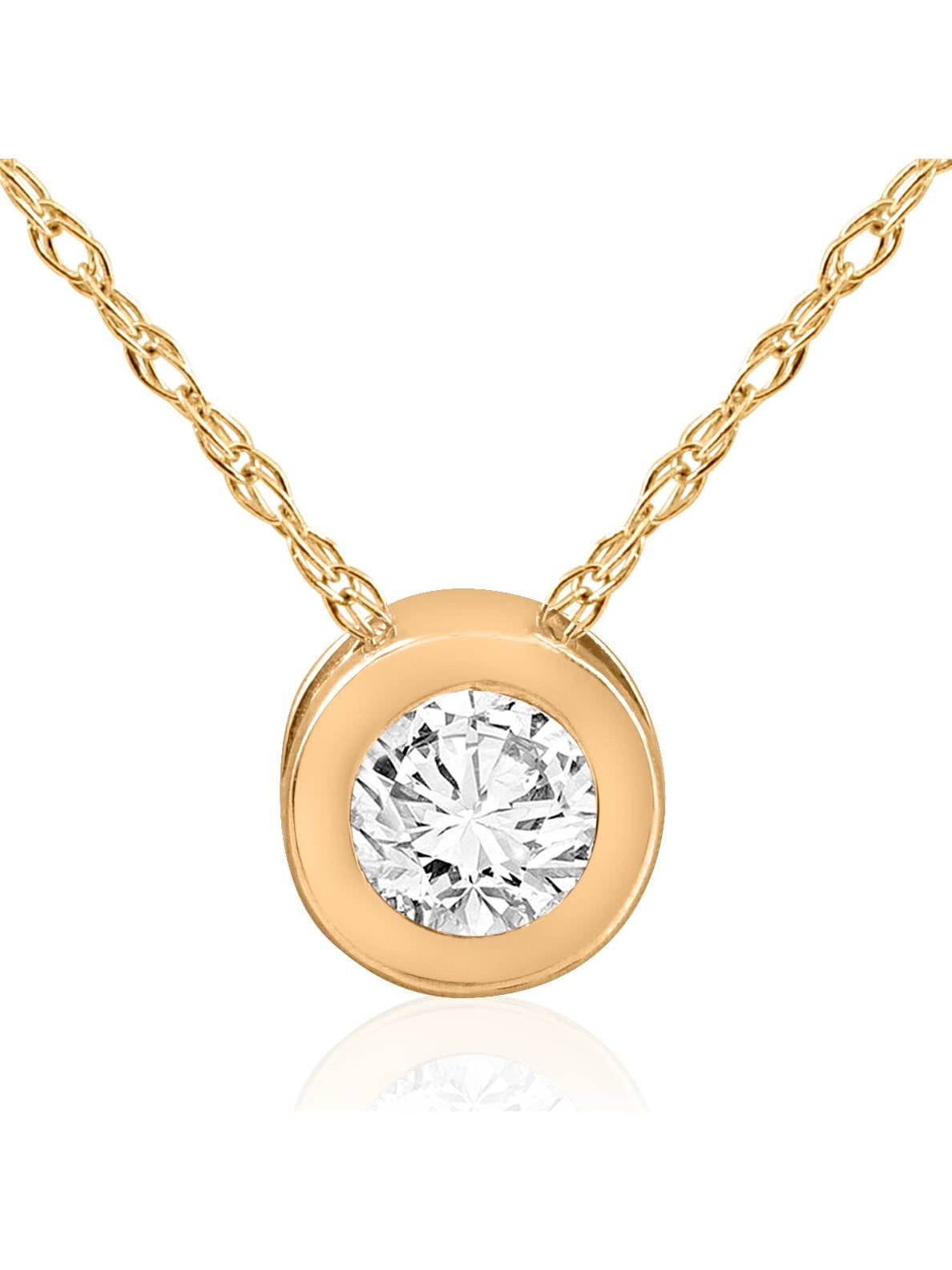 Baby Gold Diamond Solitaire Bezel Necklace