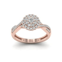 1/2ct TDW 10k Rose Gold Diamond Halo Engagement Ring