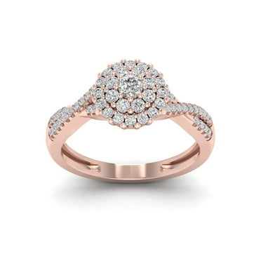 1/2ct TDW 10k Rose Gold Diamond Halo Engagement Ring