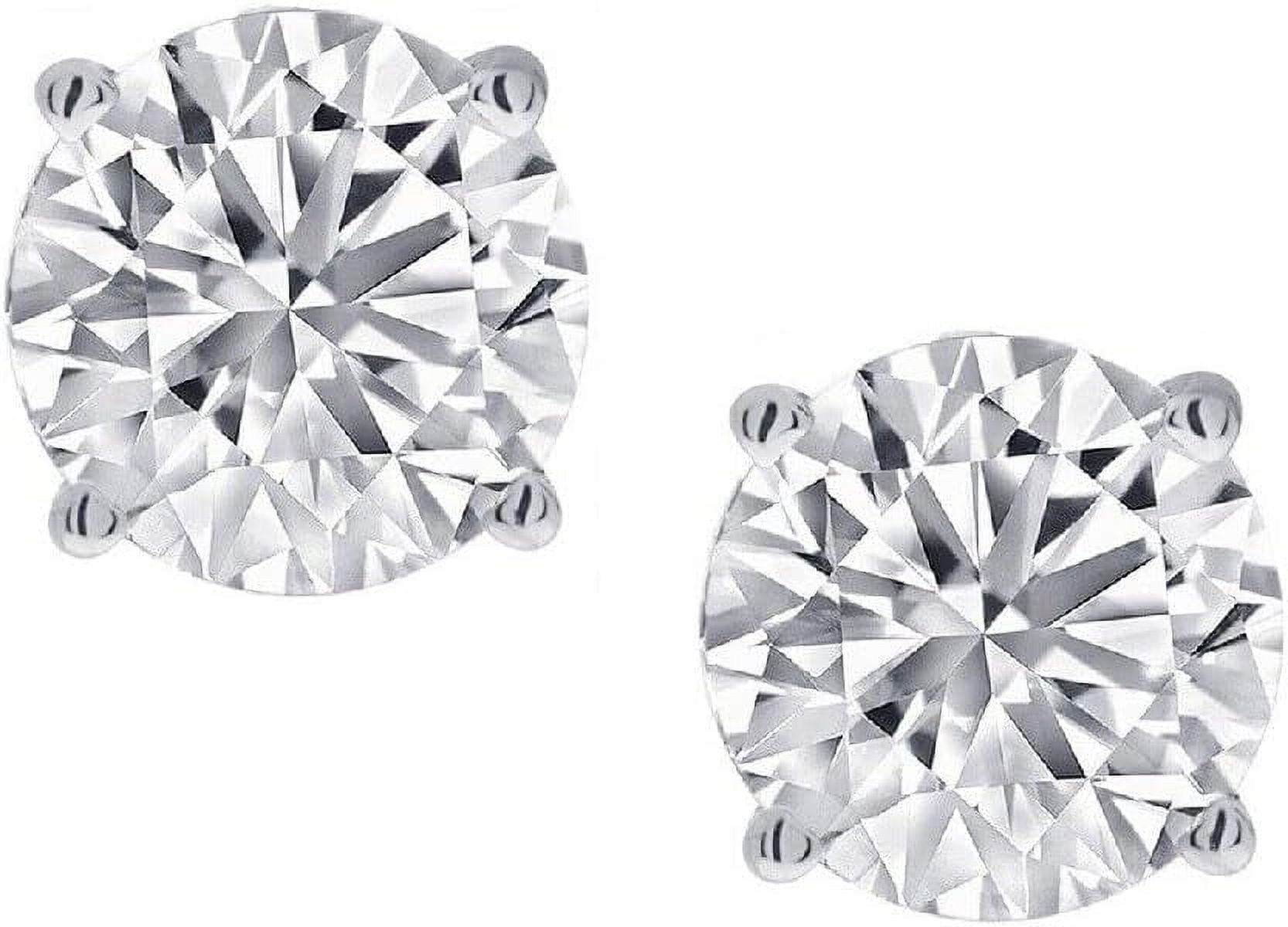 DIAMOND JEWLLERY 1/2ct TW Real (Natural) Round Diamond Solitaire Stud Earrings in 14K White Gold
