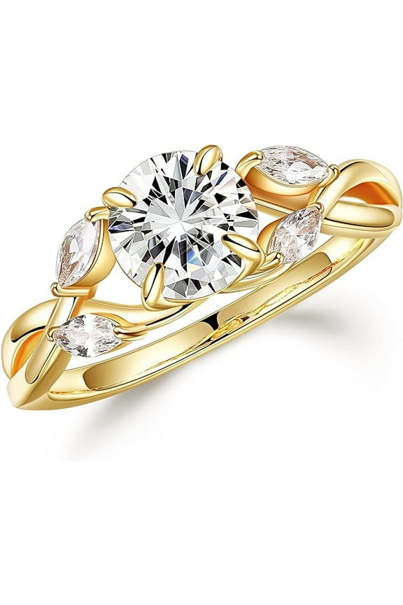 1.2ct Willow Moissanite Engagement Rings for Women, 1.2ct D Color VVS1 Clarity Lab Created Wedding Ring 925 Sterling Silver Twig Moissanite Rings for Women Gifts