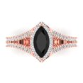 thumbnail image 1 of Clara Pucci 14K Rose Gold Solid Gold Onyx Halo Anniversary Ring for Women - 1.2 cttw Marquise Cut, 1 of 7