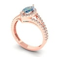 thumbnail image 1 of 1.2ct marquise cut blue moissanite 18k rose gold halo Bridal Wedding Engagement Promise Anniversary Ring for Women size 8.75, 1 of 7