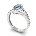 thumbnail image 1 of 1.2ct marquise cut blue moissanite 18k white gold halo Bridal Wedding Engagement Promise Anniversary Ring for Women size 4.25, 1 of 7