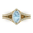 thumbnail image 1 of Clara Pucci 14K Yellow Gold Solid Gold Aquamarine Halo Anniversary Ring for Women - 1.2 cttw Marquise Cut, 1 of 7