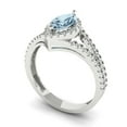 thumbnail image 1 of 1.2ct marquise cut blue Zircon 18k white gold halo Bridal Wedding Engagement Promise Anniversary Ring for Women size 7.25, 1 of 7