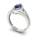 thumbnail image 1 of 1.2ct marquise cut blue tanzanite 14k white gold halo Bridal Wedding Engagement Promise Anniversary Ring for Women size 7.25, 1 of 7