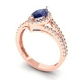 thumbnail image 1 of 1.2ct marquise cut blue tanzanite 18k rose gold halo Bridal Wedding Engagement Promise Anniversary Ring for Women size 5, 1 of 7