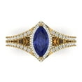 thumbnail image 1 of Clara Pucci 14K Yellow Gold Solid Gold Tanzanite Halo Anniversary Ring for Women - 1.2 cttw Marquise Cut, 1 of 7