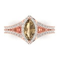 thumbnail image 1 of Clara Pucci 14K Rose Gold Solid Gold Champagne Halo Anniversary Ring for Women - 1.2 cttw Marquise Cut, 1 of 7