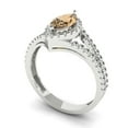 thumbnail image 1 of 1.2ct marquise cut champagne Zircon 18k white gold halo Bridal Wedding Engagement Promise Anniversary Ring for Women size 6, 1 of 7