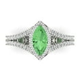 thumbnail image 1 of Clara Pucci 14K White Gold Solid Gold Green Halo Anniversary Ring for Women - 1.2 cttw Marquise Cut, 1 of 7