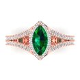 thumbnail image 1 of Clara Pucci 14K Rose Gold Solid Gold Emerald Halo Anniversary Ring for Women - 1.2 cttw Marquise Cut, 1 of 7