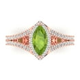 thumbnail image 1 of Clara Pucci 14K Rose Gold Solid Gold Peridot Halo Anniversary Ring for Women - 1.2 cttw Marquise Cut, 1 of 7
