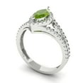 thumbnail image 1 of 1.2ct marquise cut green natural peridot 18k white gold halo Bridal Wedding Engagement Promise Anniversary Ring for Women size 4.5, 1 of 7