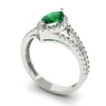 thumbnail image 1 of 1.2ct marquise cut green emerald 18k white gold halo Bridal Wedding Engagement Promise Anniversary Ring for Women size 4, 1 of 7