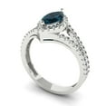 thumbnail image 1 of 1.2ct marquise cut natural london blue topaz 18k white gold halo Bridal Wedding Engagement Promise Anniversary Ring for Women size 6.75, 1 of 7