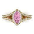 thumbnail image 1 of Clara Pucci 14K Yellow Gold Solid Gold Pink Halo Anniversary Ring for Women - 1.2 cttw Marquise Cut, 1 of 7