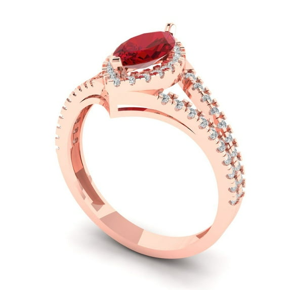 1.2ct marquise cut tourmaline 18k rose gold halo Bridal Wedding Engagement Promise Anniversary Ring for Women size 4.75