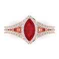 thumbnail image 1 of Clara Pucci 14K Rose Gold Solid Gold Tourmaline Halo Anniversary Ring for Women - 1.2 cttw Marquise Cut, 1 of 7