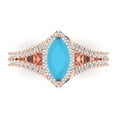 thumbnail image 1 of Clara Pucci 14K Rose Gold Solid Gold Turquoise Halo Anniversary Ring for Women - 1.2 cttw Marquise Cut, 1 of 7