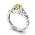 thumbnail image 1 of 1.2ct marquise cut yellow Zircon 18k white gold halo Bridal Wedding Engagement Promise Anniversary Ring for Women size 3.5, 1 of 7